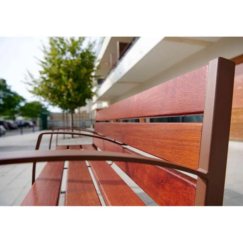 Banc Silaos spécial senior bois et acier 1 200 ou 1 800 mm, chêne PEFC, assise à 540 mm, repose-pieds