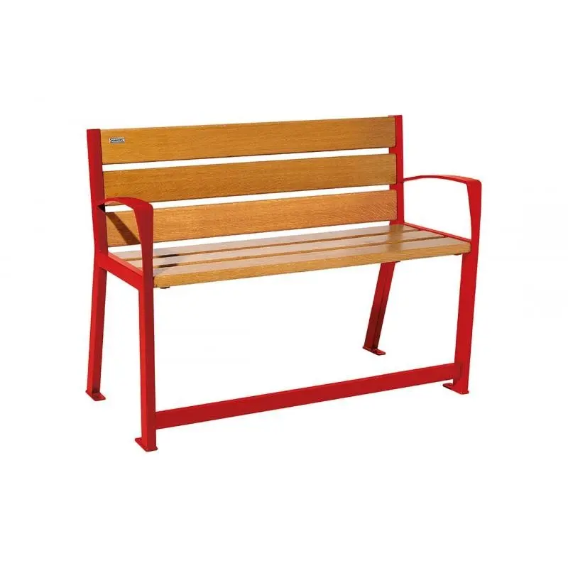Banc Silaos spécial senior bois et acier 1 200 ou 1 800 mm, chêne PEFC, assise à 540 mm, repose-pieds