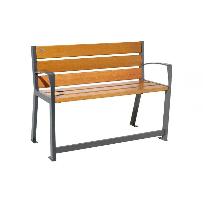 Banc Silaos spécial senior bois et acier 1 200 ou 1 800 mm, chêne PEFC, assise à 540 mm, repose-pieds