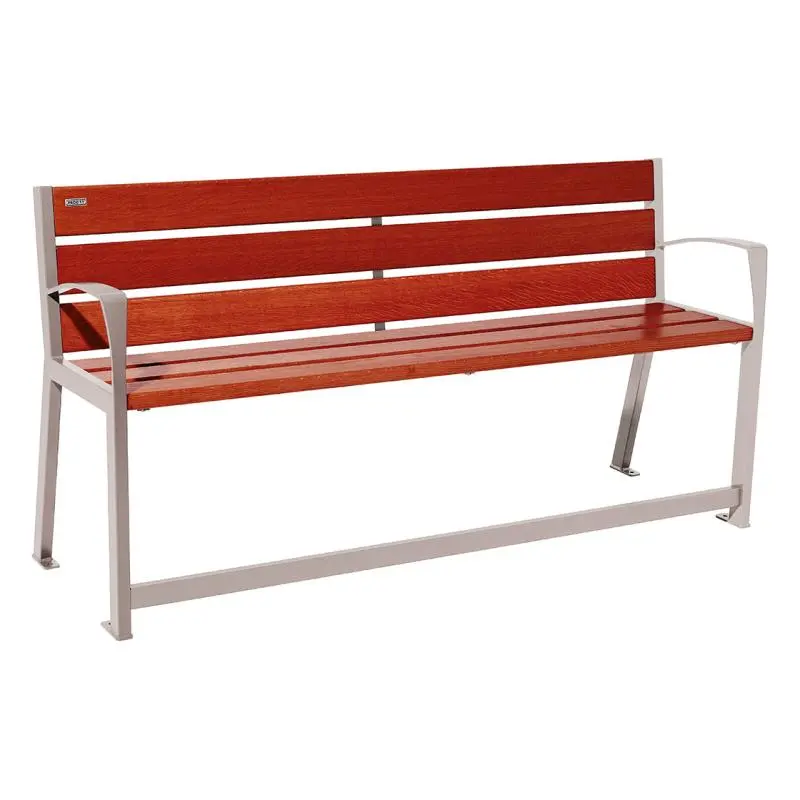 Banc Silaos spécial senior bois et acier 1 200 ou 1 800 mm, chêne PEFC, assise à 540 mm, repose-pieds