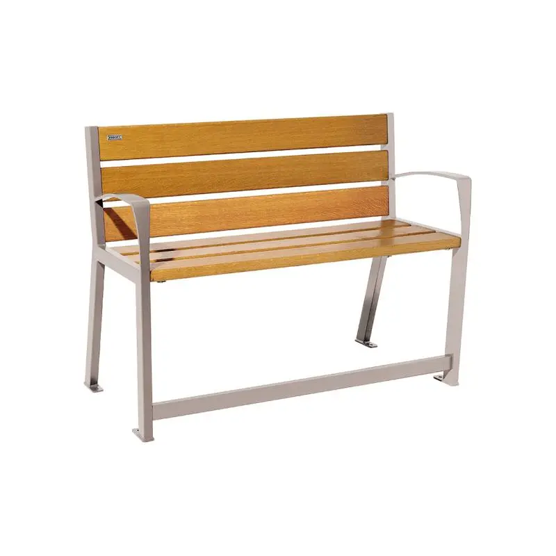 Banc Silaos spécial senior bois et acier 1 200 ou 1 800 mm, chêne PEFC, assise à 540 mm, repose-pieds