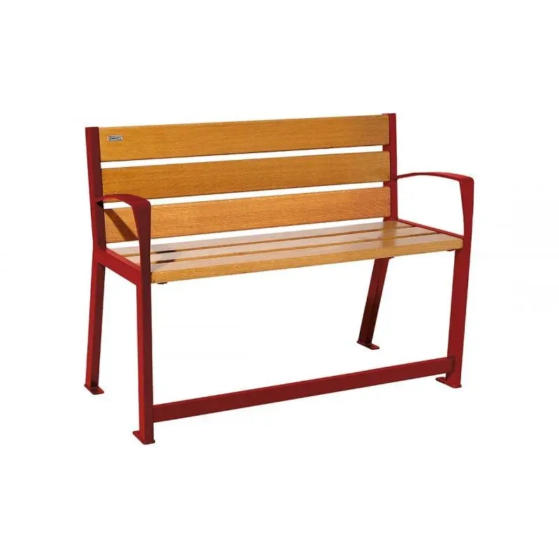 Banc Silaos spécial senior bois et acier 1 200 ou 1 800 mm, chêne PEFC, assise à 540 mm, repose-pieds