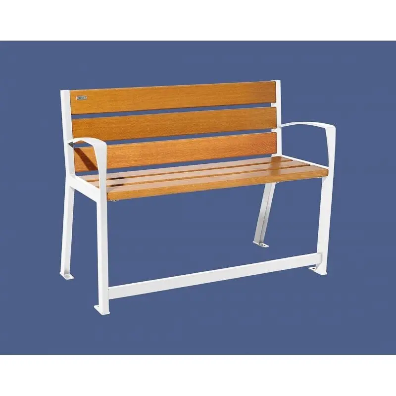Banc Silaos spécial senior bois et acier 1 200 ou 1 800 mm, chêne PEFC, assise à 540 mm, repose-pieds