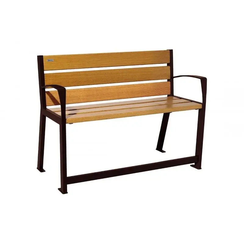 Banc Silaos spécial senior bois et acier 1 200 ou 1 800 mm, chêne PEFC, assise à 540 mm, repose-pieds