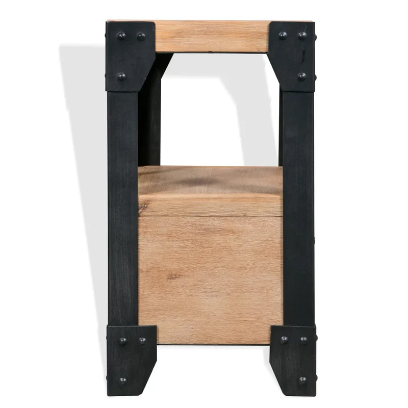244993 vidaXL Nightstand Solid Acacia Wood Steel 40x30x54 cm
