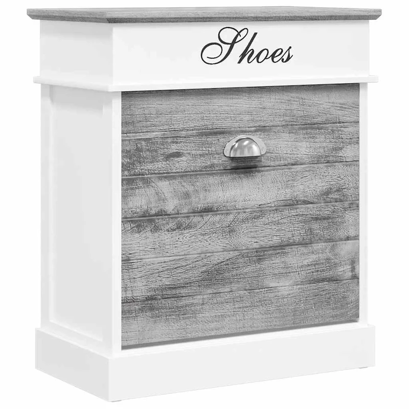 284081 vidaXL Shoe Cabinet Grey 50x28x58 cm Paulownia Wood