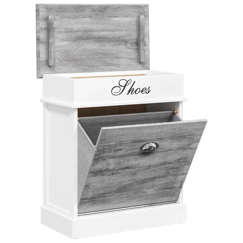 284081 vidaXL Shoe Cabinet Grey 50x28x58 cm Paulownia Wood