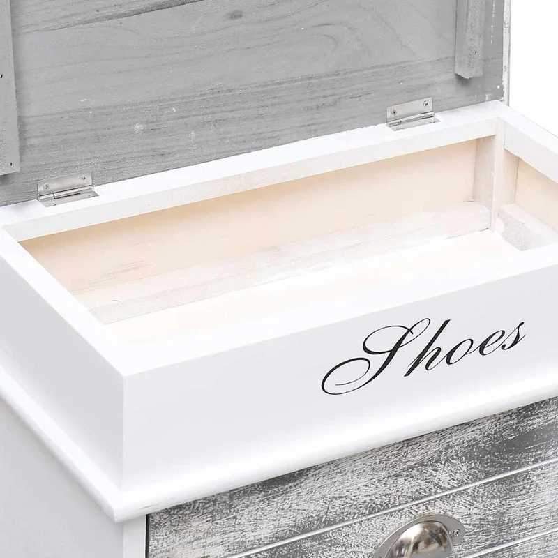 284081 vidaXL Shoe Cabinet Grey 50x28x58 cm Paulownia Wood