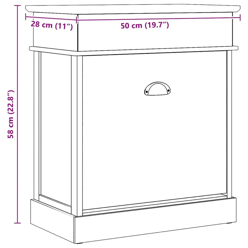 284081 vidaXL Shoe Cabinet Grey 50x28x58 cm Paulownia Wood