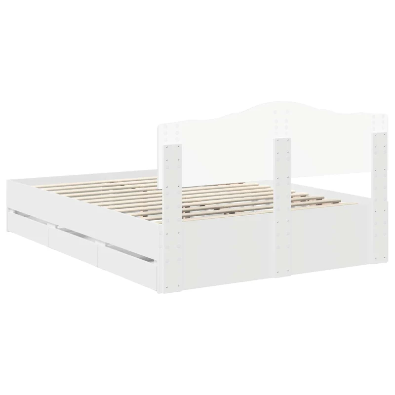 Bed Frame with Drawer White 160 x 200 cm Engineer Wood