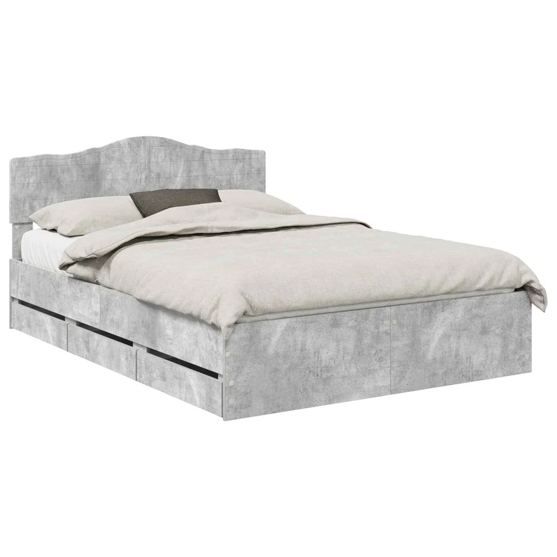 Bed Frame with Drawer Concrete Grey 160 x 200 cm Engineer Wood