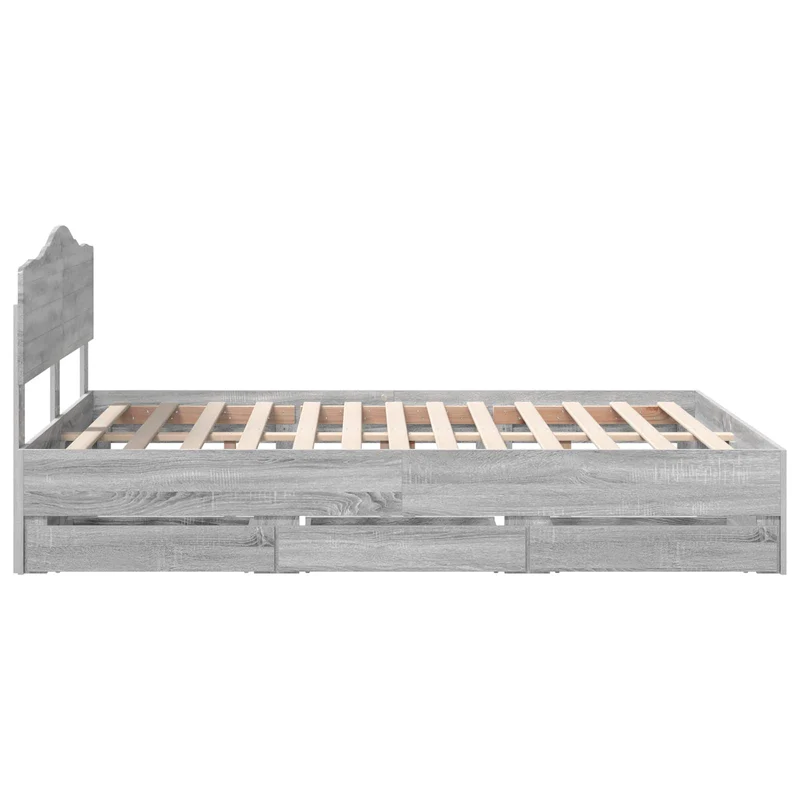 Bed Frame with Drawer Grey Sonoma 160 x 200 cm Engineer Wood