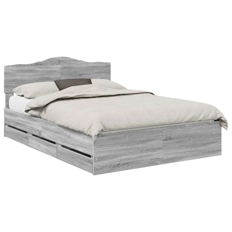 Bed Frame with Drawer Grey Sonoma 140 x 200 cm Engineer Wood