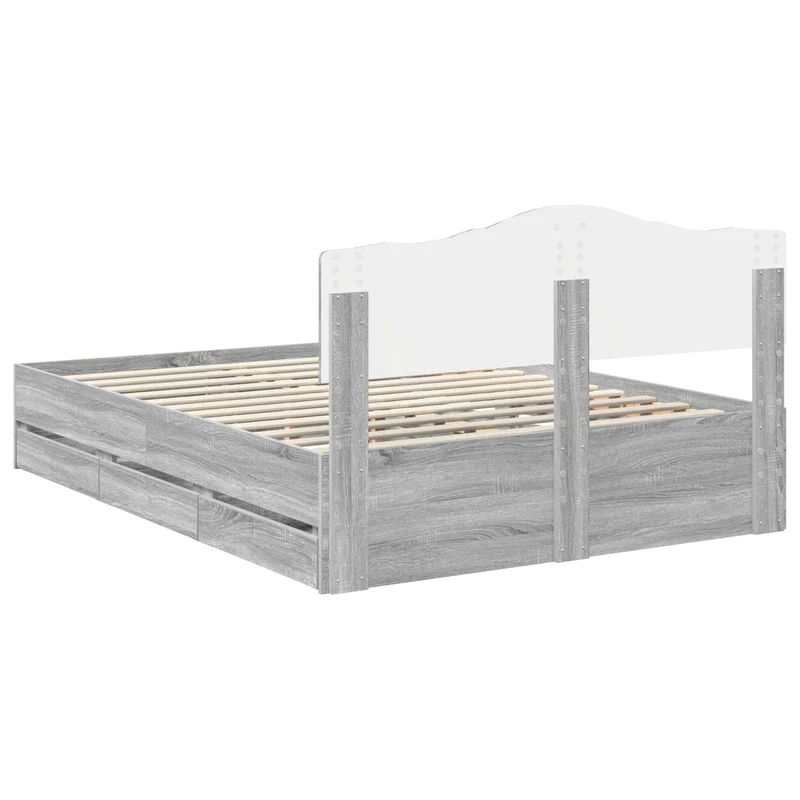 Bed Frame with Drawer Grey Sonoma 140 x 200 cm Engineer Wood