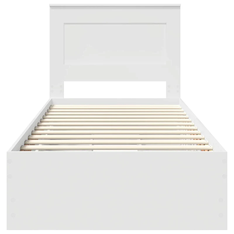 Bed Frame with Drawer White 75 x 190 cm Engineer Wood