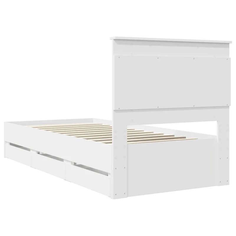 Bed Frame with Drawer White 75 x 190 cm Engineer Wood