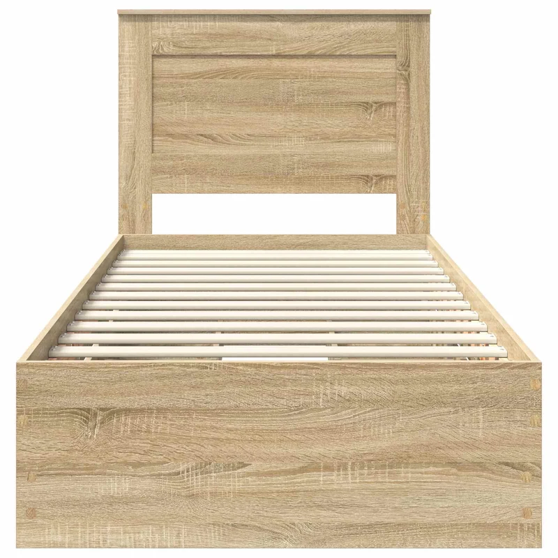 Bed Frame with Drawer Sonoma Oak 75 x 190 cm Engineer Wood
