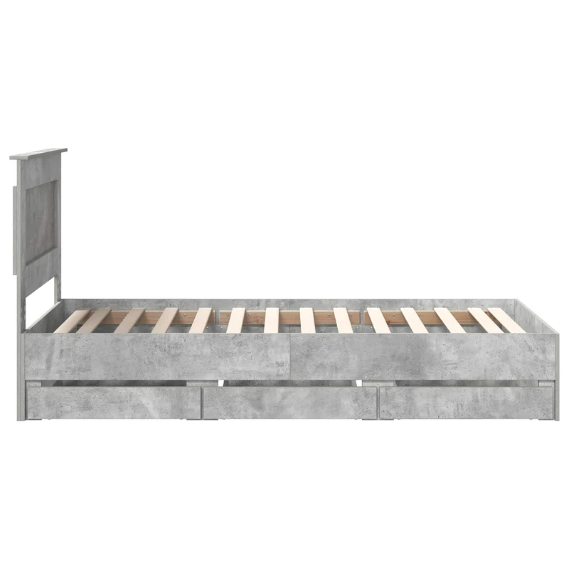 Bed Frame with Drawer Concrete Grey 75 x 190 cm Engineer Wood