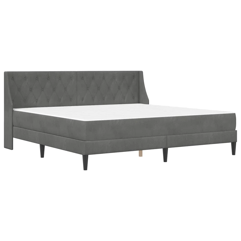 Bed Frame with Mattress Dark Grey 180 x 200 cm Velvet