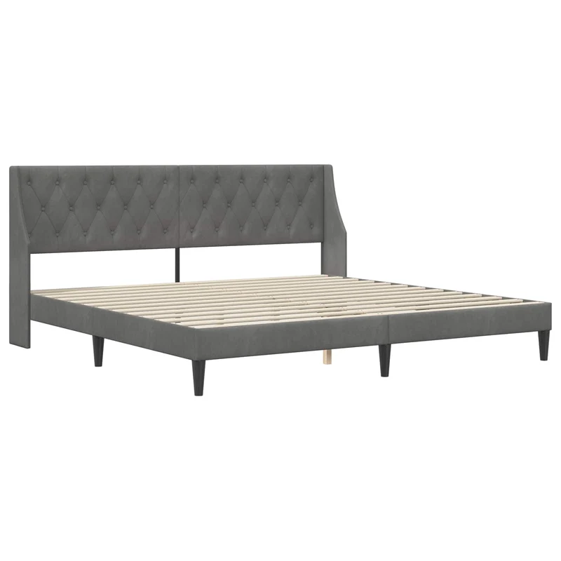 Bed Frame with Mattress Dark Grey 180 x 200 cm Velvet