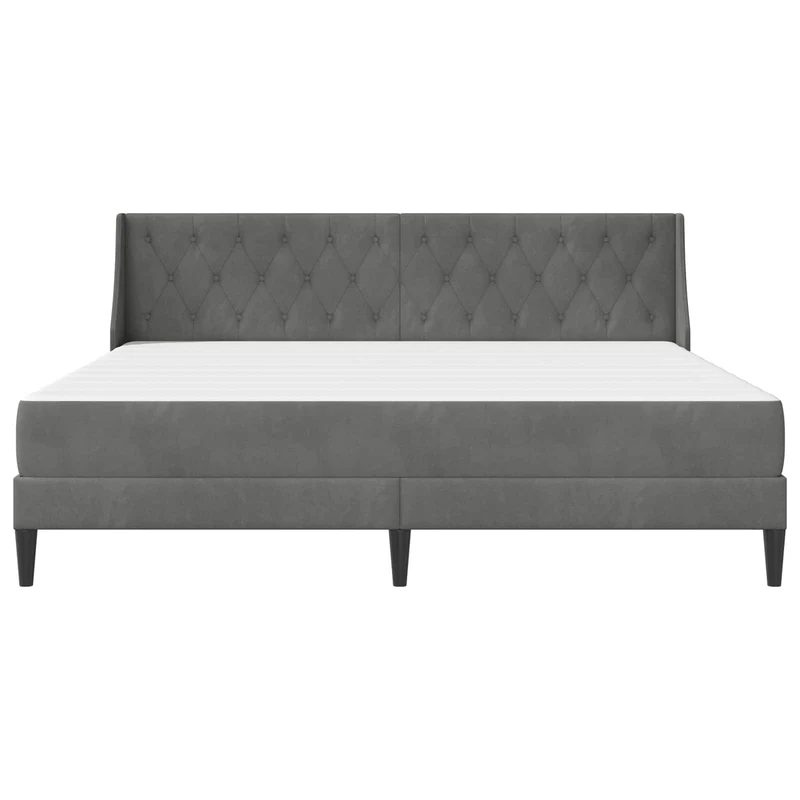 Bed Frame with Mattress Dark Grey 180 x 200 cm Velvet
