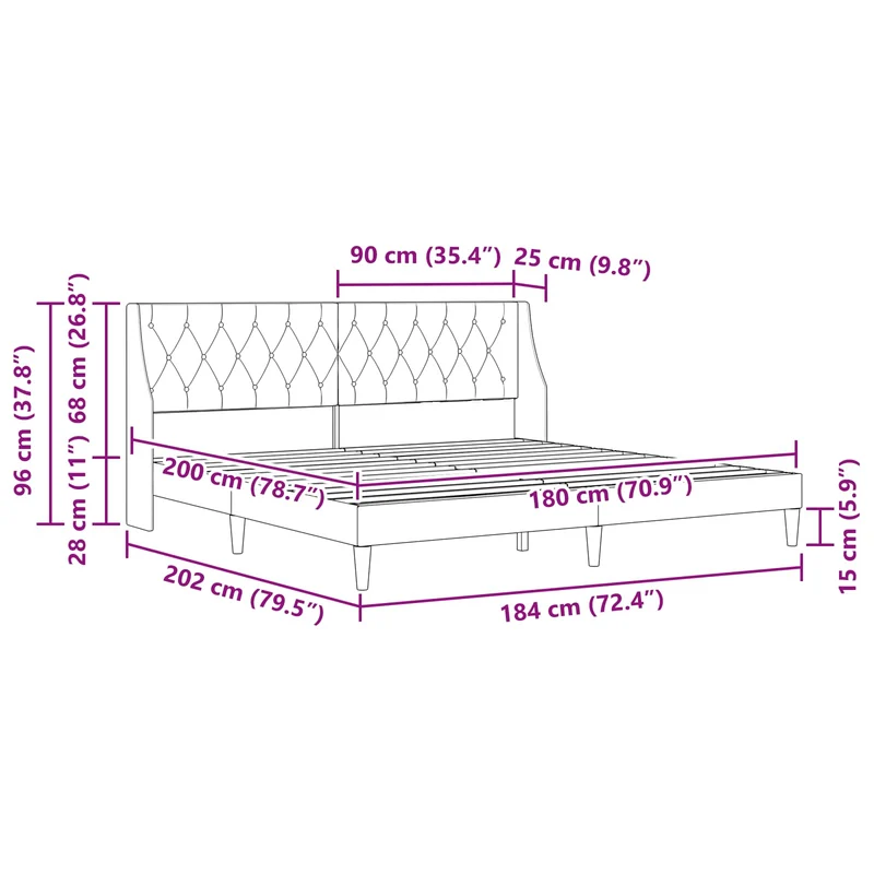 Bed Frame with Mattress Black 180 x 200 cm Velvet