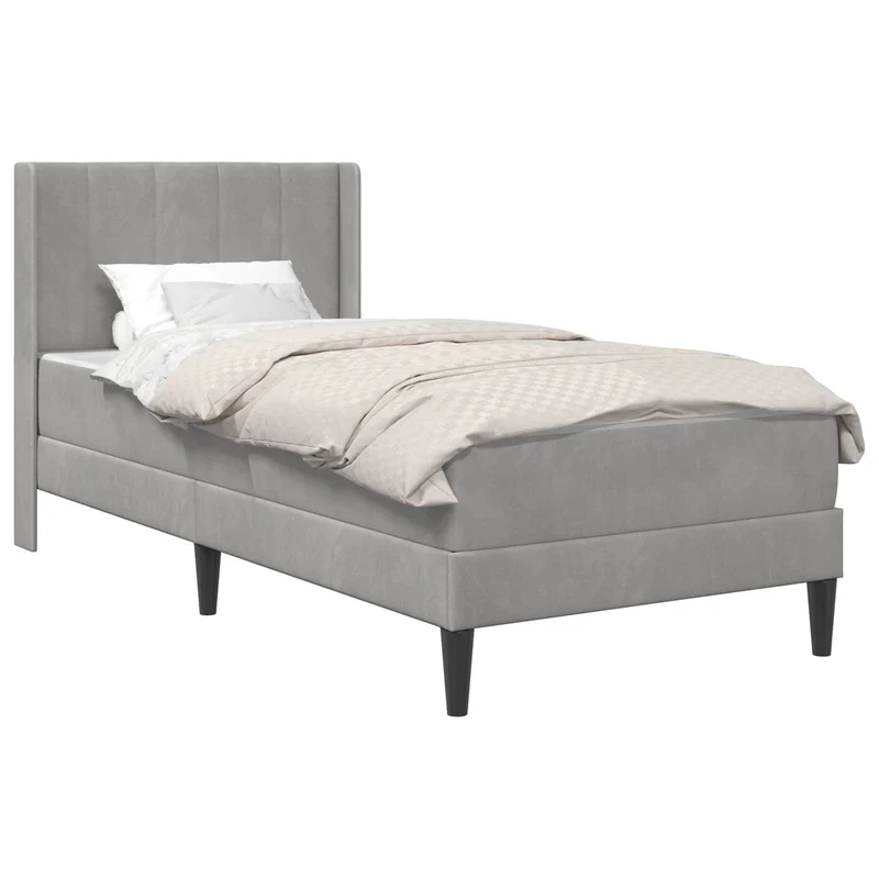 Bed Frame with Mattress Light Grey 90 x 190 cm Velvet