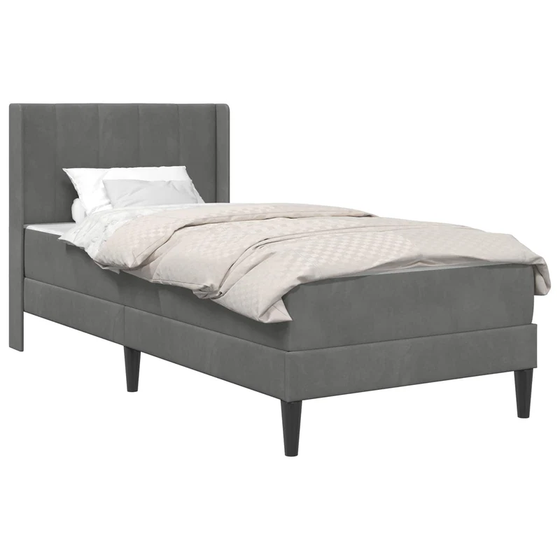 Bed Frame with Mattress Dark Grey 90 x 190 cm Velvet