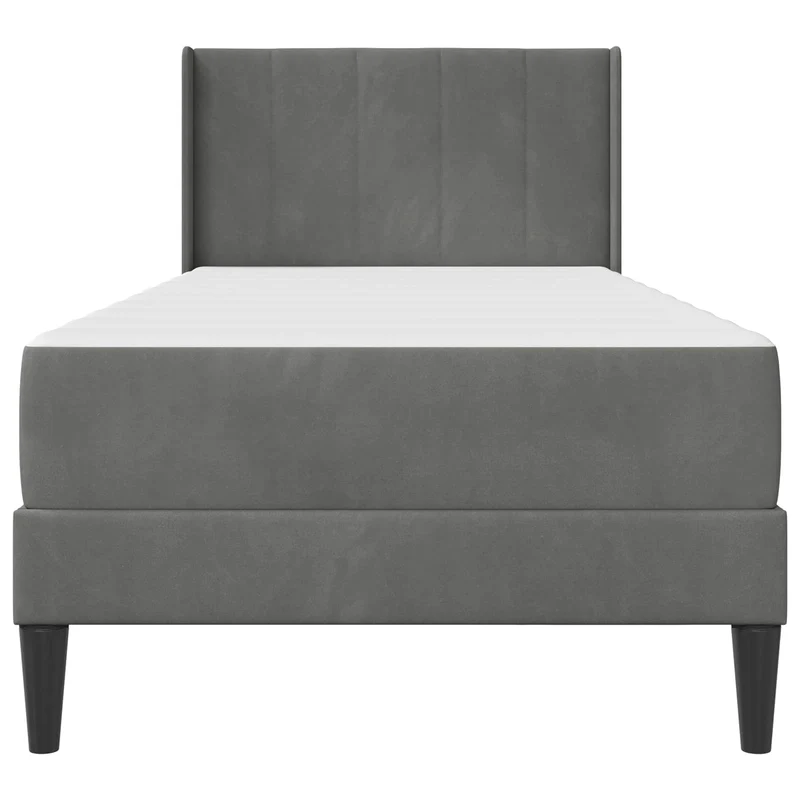 Bed Frame with Mattress Dark Grey 90 x 190 cm Velvet