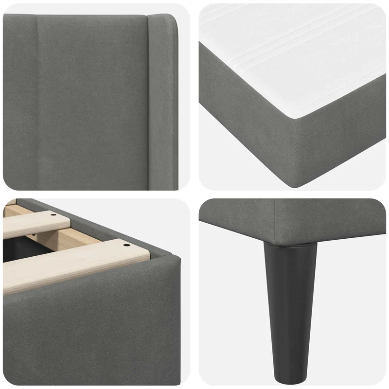 Bed Frame with Mattress Dark Grey 90 x 190 cm Velvet
