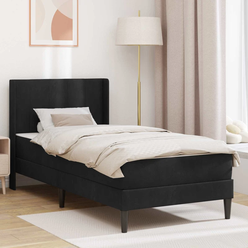 Bed Frame with Mattress Black 90 x 190 cm Velvet