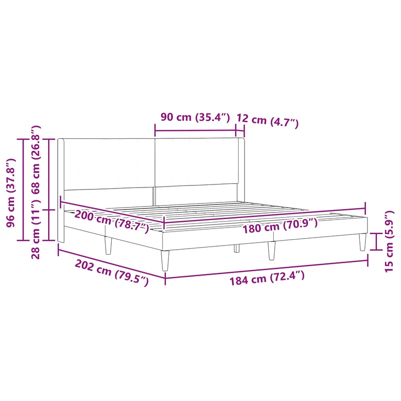 Bed Frame with Mattress Black 180 x 200 cm Velvet