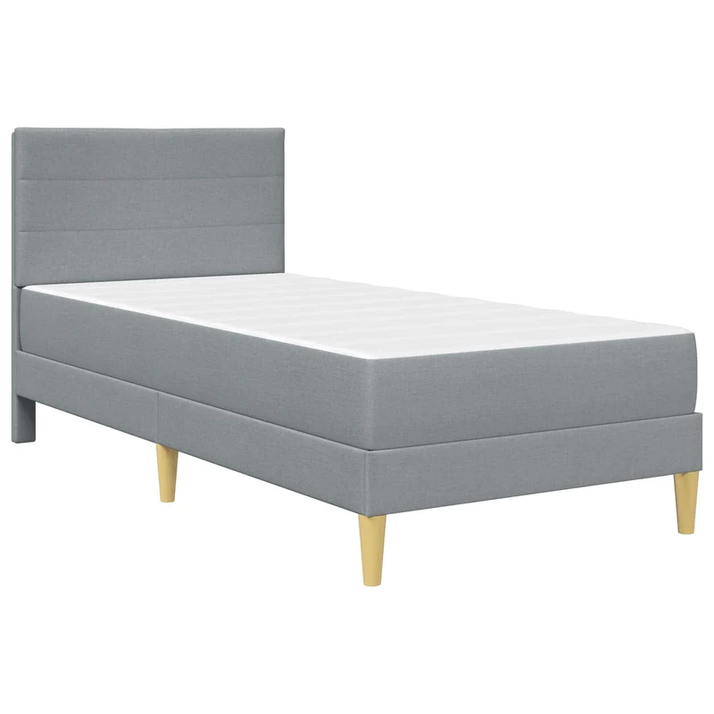 Bed Frame with Mattress Light Grey 90 x 190 cm Fabric