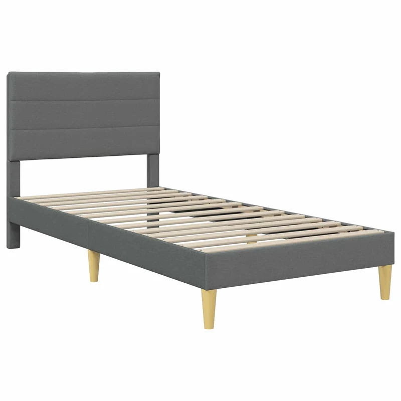 Bed Frame with Mattress Dark Grey 90 x 190 cm Fabric