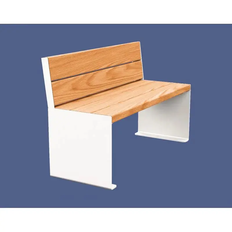 Banc bois et acier KUB 1 200 ou 1 800 mm, piétement acier 8 mm, assise et dossier bois exotique 49 mm