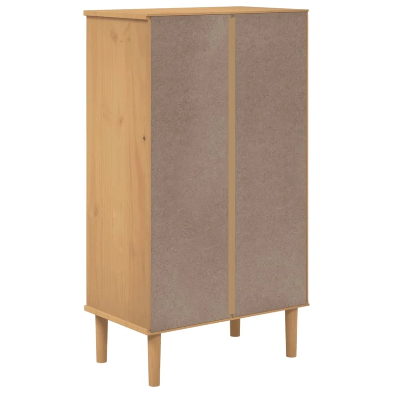 Shoe Cabinet "SENJA" Rattan Look Brown 59,5x35x107 cm Solid Wood