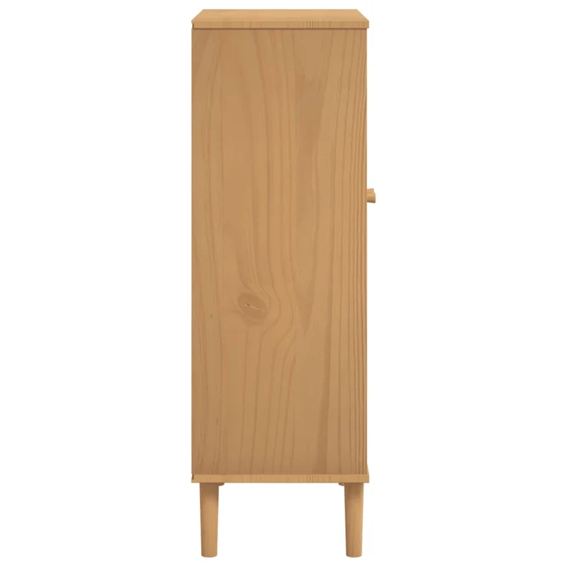 Shoe Cabinet "SENJA" Rattan Look Brown 59,5x35x107 cm Solid Wood