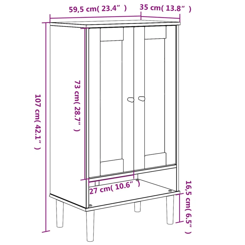 Shoe Cabinet "SENJA" Rattan Look Brown 59,5x35x107 cm Solid Wood