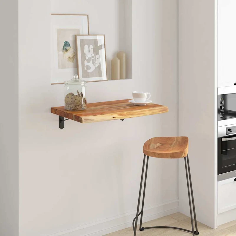 Wall Shelf 50x40x2,5 cm Rectangular Solid Wood Acacia Live Edge