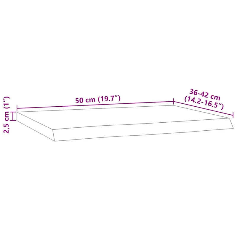 Wall Shelf 50x40x2,5 cm Rectangular Solid Wood Acacia Live Edge