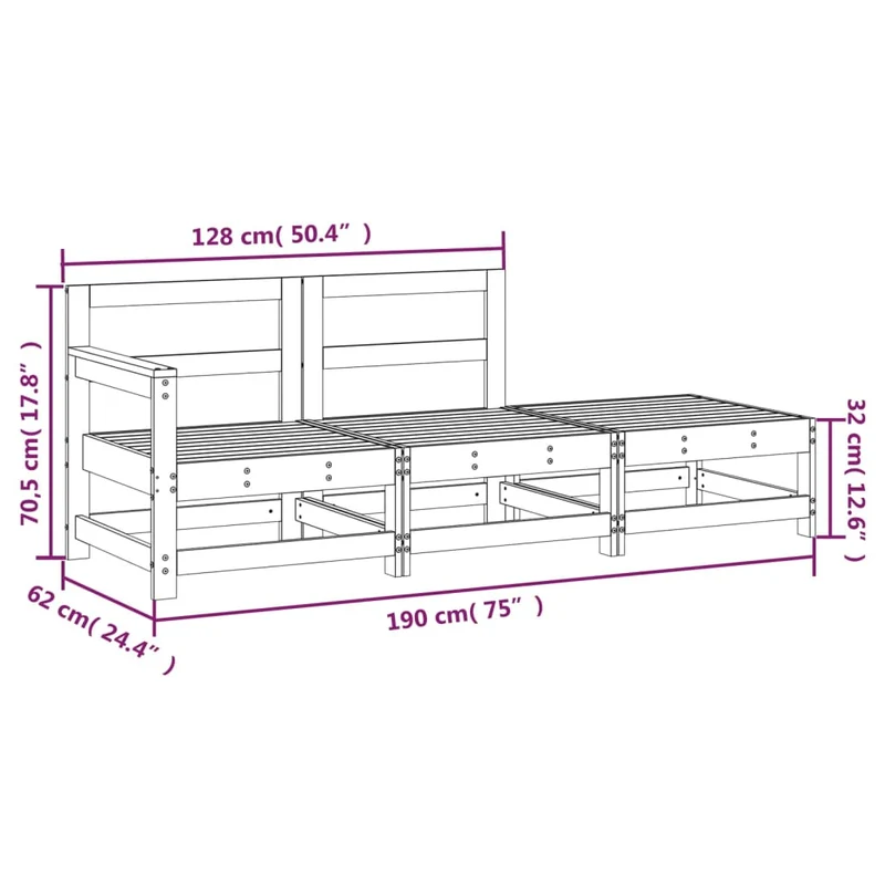 3 Piece Garden Lounge Set Impregnated Wood Pine