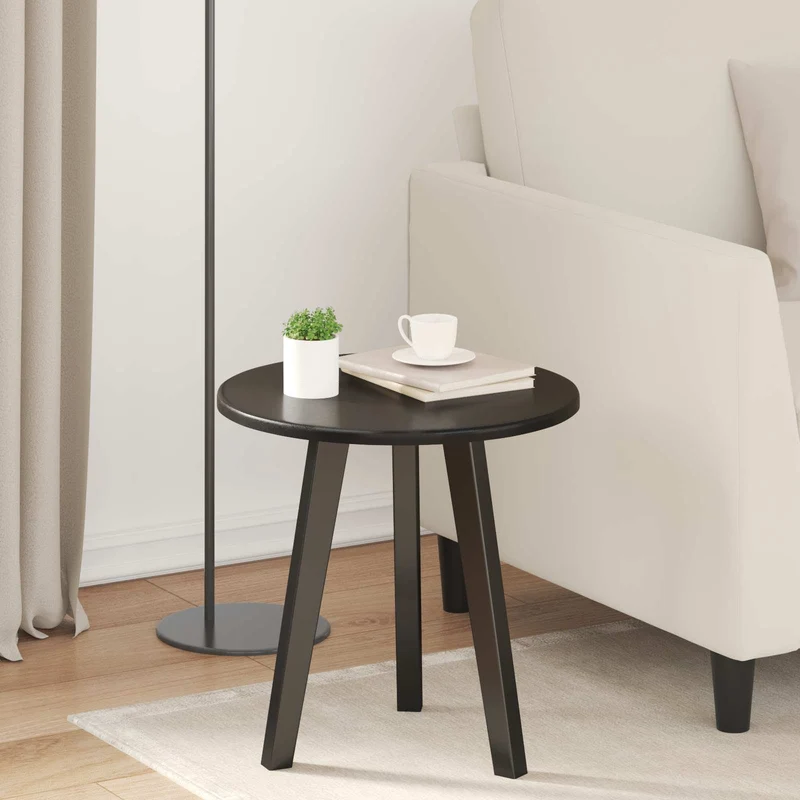 Table Top Ø 40 x 1.5 cm Round Engineered Wood Black