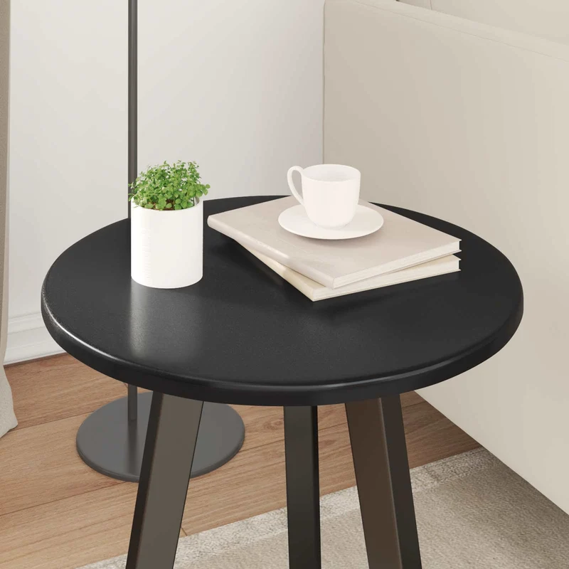 Table Top Ø 40 x 1.5 cm Round Engineered Wood Black