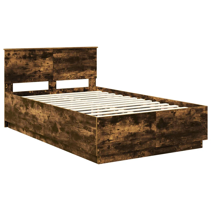 Bed Frame Smoked Oak 120 x 190 cm Engineered Wood