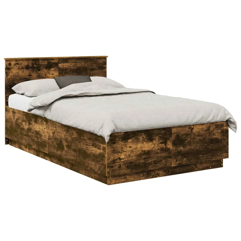 Bed Frame Smoked Oak 120 x 200 cm Engineered Wood