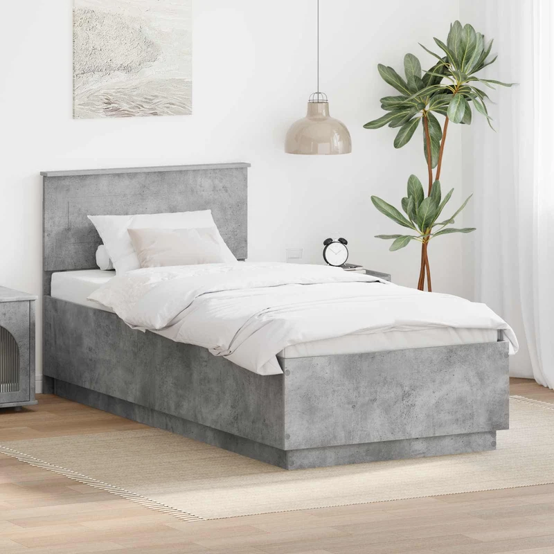 Bed Frame Concrete Grey 100 x 200 cm Engineered Wood