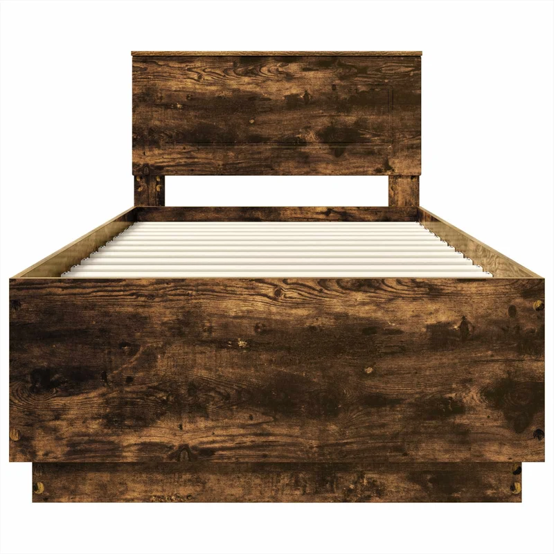 Bed Frame Smoked Oak 100 x 200 cm Engineered Wood