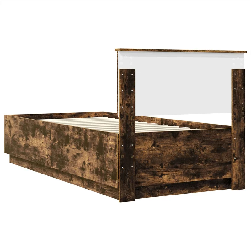 Bed Frame Smoked Oak 100 x 200 cm Engineered Wood