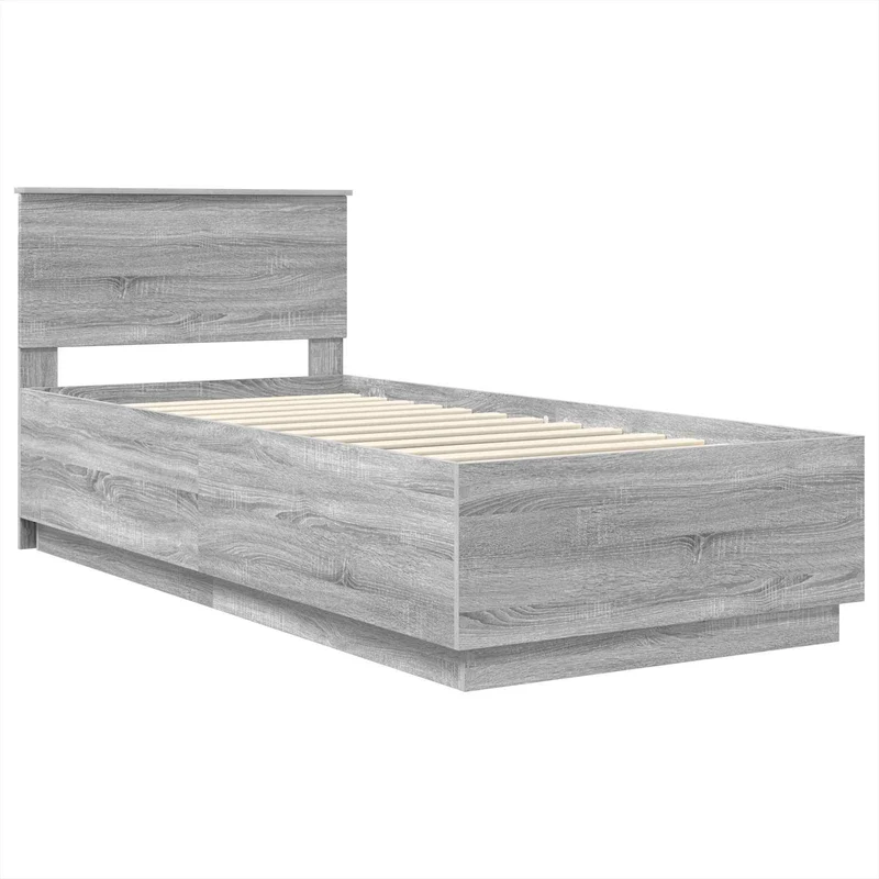 Bed Frame Grey Sonoma 100 x 200 cm Engineered Wood