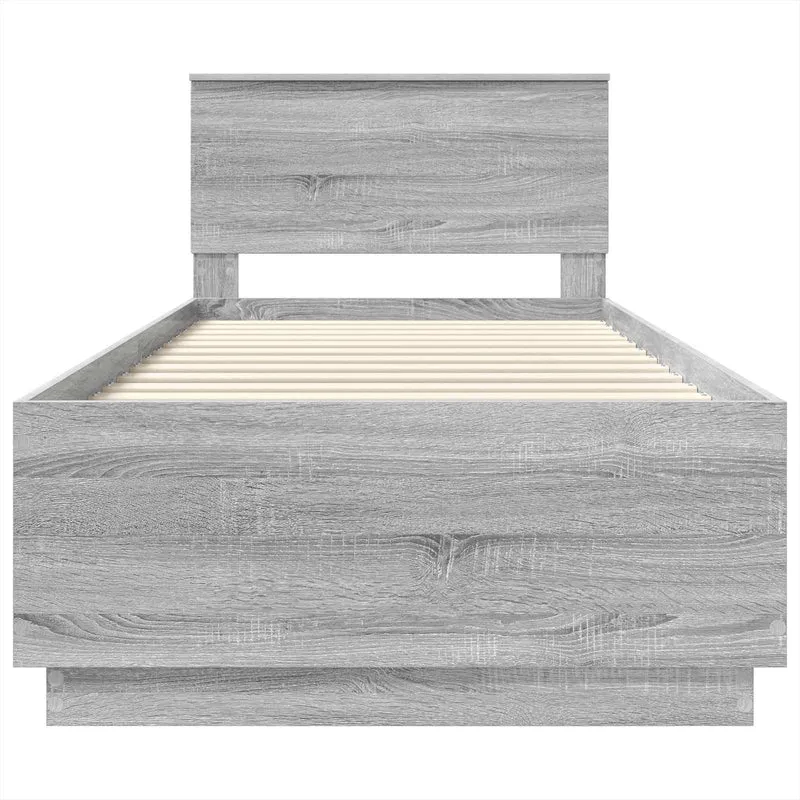 Bed Frame Grey Sonoma 100 x 200 cm Engineered Wood